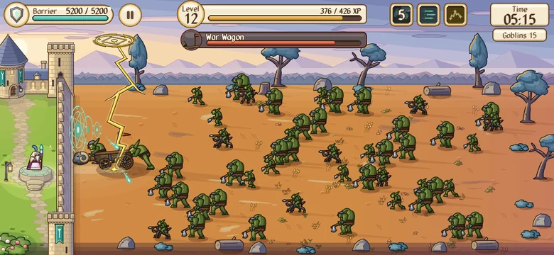 The War Wagon and a goblin army at the wall